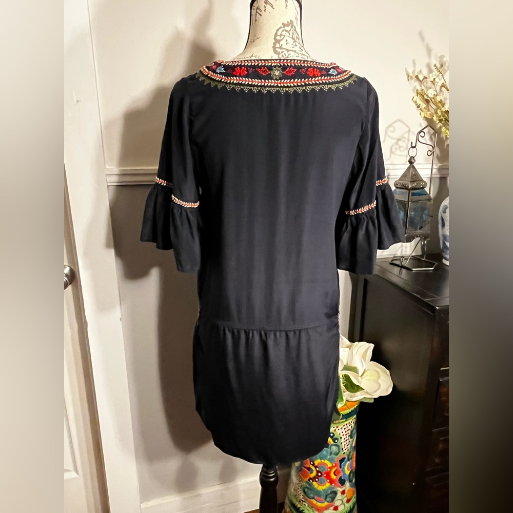 Calypso Saint Barth Silk Embroidered Navy Dress with Floral Accents Mini Small - Picture 9 of 16